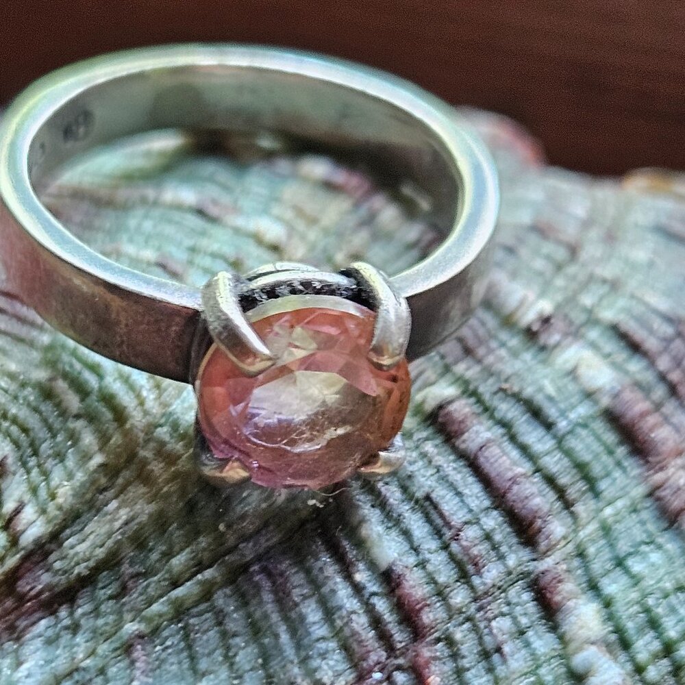 PEACH QUARTZ Sterling Silver SIZE 8 Ring
